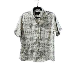 Emporio Armani Short Sleeve Button Down Casual Shirt Men's Size Large White Gray